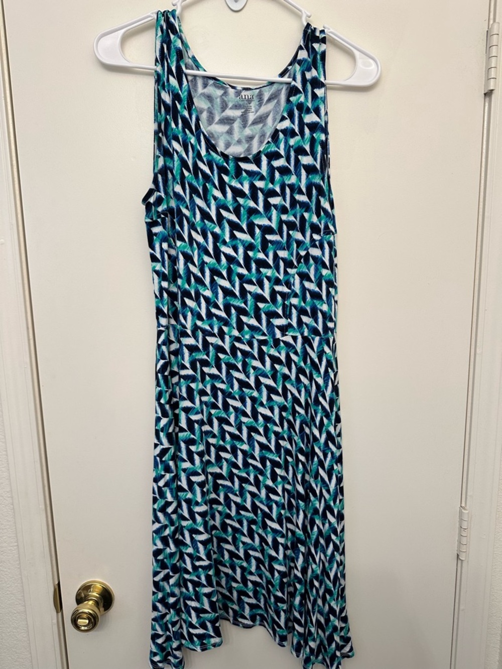 a.n.a Geometric Tank Maxi Dress in Teal and Navy